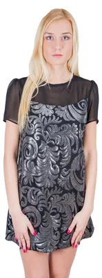 Produktbild von John Zack schwarzes Mini-Kleid  Chiffon - Pailletten XL