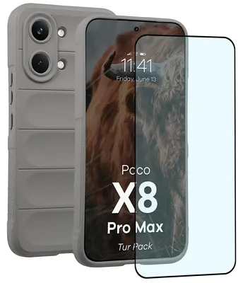 Produktbild von Robuste Handyhülle + gehärtetem Glas für Xiaomi POCO X8 Pro Max, Bizon Tur Pack, Hellgrau