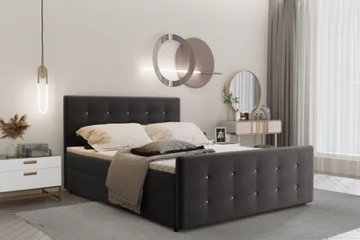 Produktbild von Kaiser Möbel Boxspringbett 200x200 mit bettkasten und matratze+topper, Schlafzimmerbett AMOR Anthrazit
