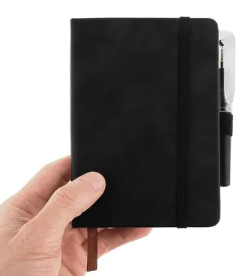 Obrázek produktu pro Notýsek A6, kapesní formát, s perem, linkovaný, s pevnou vazbou, potažený umělou kůží (PU), se zavazovacím páskem
