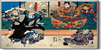 Produktbild von Wandbild Leinwand Bilder Wanduhr 60x30 Malerei Asiatische Traditionelle Kimono - schwarze Hände