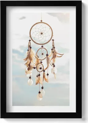 Produktbild von Boho Traumfänger gegen den Himmel– Wandbild mit Rahmen – Gerahmtes Bild  – Wanddekoration – 20x30 cm – Schwarz