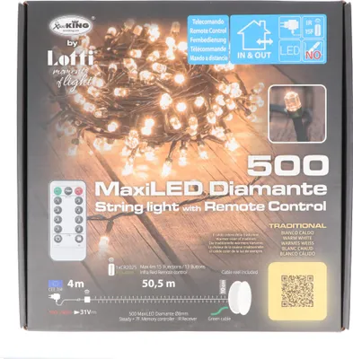 Zdjęcie produktu dla Lampki choinkowe LED 500 LED w kolorze bursztynowym, mikro lampki choinkowe LED, odpowiednie do użytku wewnątrz i na zewnątrz, w tym pilot na podczerwień