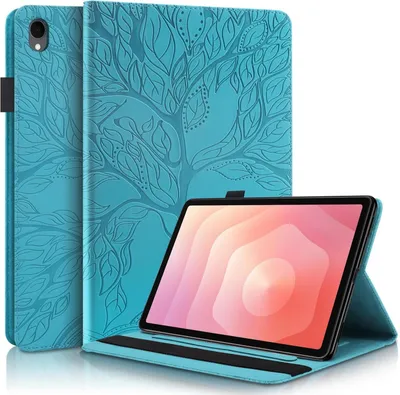 Produktbild von Für Samsung Galaxy Tab S11 aufstellbare Baum Muster Kunstleder Hülle Tasche Blau