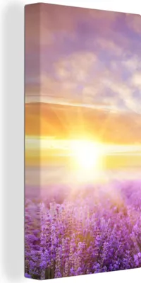Produktbild von MuchoWow® - Leinwandbilder - Lavendel - Sonne - Himmel - Natur, Wandbild, Wanddeko Bilder Wohnzimmer, 20x40 cm