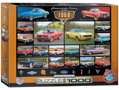 Obrázok produktu pre Eurographics American Cars of the 1960s 1000pcs, 1000 kusov, Vozidlá