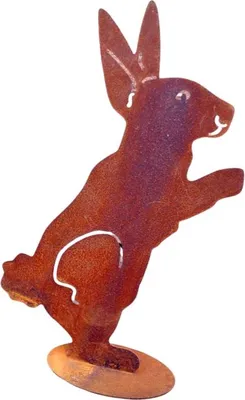 Produktbild von Edelrost Hase auf Platte H25cm