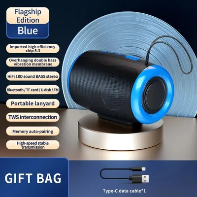 Produktbild von Bluetooth Lautsprecher tragbar, wasserdicht, FM/SD/USB/AUX, Stereo, für Outdoor – TSN-1 Blau