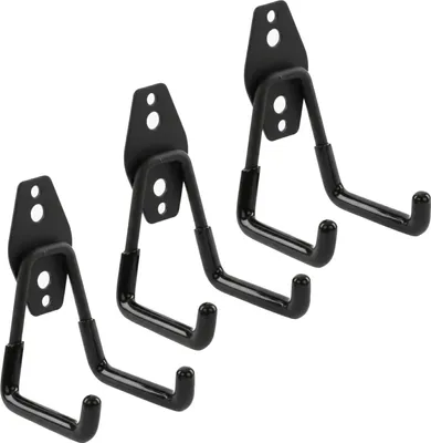 Immagine prodotto di Set di 3 ganci da parete BOTLE, ganci per attrezzi, "dritti" 7 cm, stabili con rivestimento in PVC, per garage, officina, capanno, ganci per attrezzi sportivi, ganci doppi, portata fino a 40 kg, per prolunghe