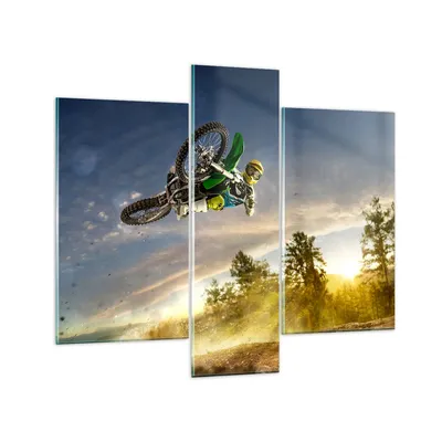 Produktbild von Bilder auf glas - Motorrad Extrem Spaß Wettbewerbe - 95x80cm - Glasbilder - Wandbilder - Kunstdruck - zum Aufhängen bereit - Wanddekoration aus Glas - Glas Bilder - Wandbild auf Glas - GCB95x80-2854