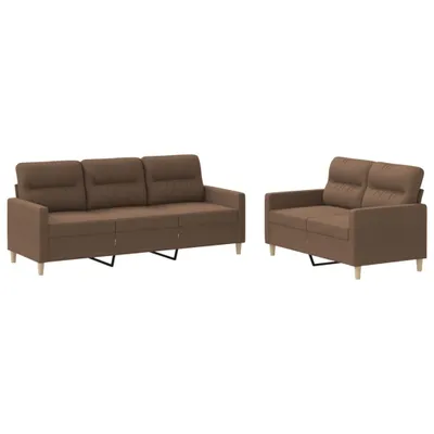 Produktbild von vidaXL 2-tlg. Sofagarnitur mit Kissen Braun Stoff