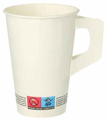 Produktbild von 800x Henkelbecher Kaffeebecher weiß Pappe beschichtet 200 ml