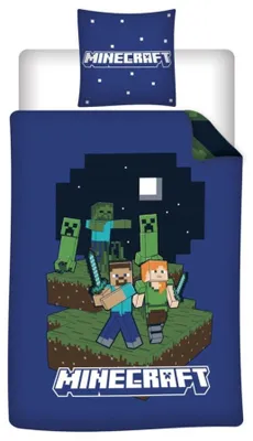 Immagine prodotto di Coprimaterasso Minecraft blu notte  - 140 x 200 cm - 65 x 65 cm -  poliestere - in prevendita