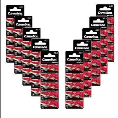 Produktbild von 100 Stück Camelion Knopfzelle, Uhren-Batterie LR41 AG3 (10x 10er Blister)