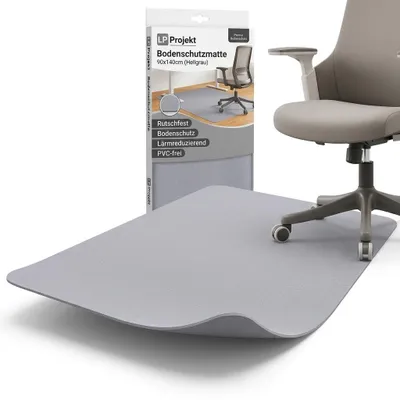 Image de LP Projekt Tapis de protection du sol gris clair 90x140cm - - Sous-couche pour chaise de bureau - Sous-couche pour chaise de bureau antidérapante - Tapis de protection pour chaise de bureau