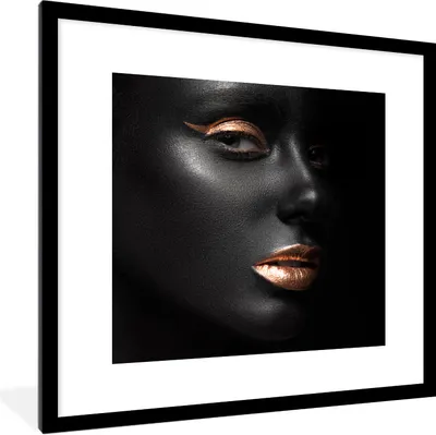 Produktbild von MuchoWow® Gerahmtes Poster Frau - Make-up - Kupfer - Schwarz 40x40 cm - Poster mit Schwarzem Bilderrahmen Wandposter Rahmen Foto Bilder - Poster - Plakat im Rahmen