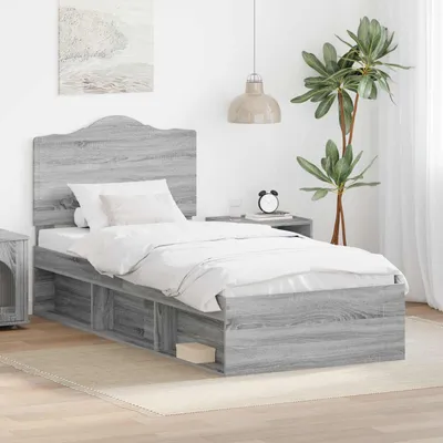 Image de Lit simple - Structure de lit Sonoma gris, 75 x 190 cm, en bois massif de pin