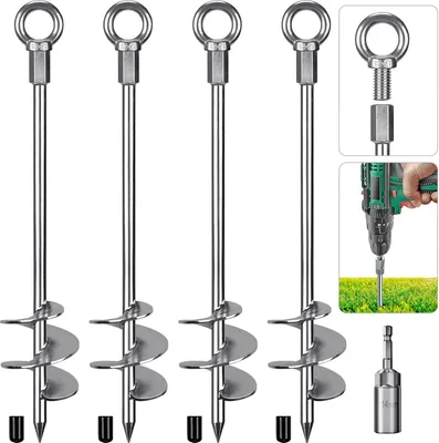 Produktbild von 18" vollständig geschweißte Bodenanker - Schraube - breitere spiralförmige Erdanker - Schaukelset - 4 Stück - Wohnwagenanker - windbeständiges Trampolin - Windanker - Bodenanker - für Schuppen