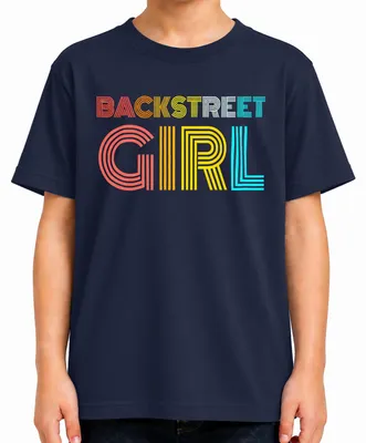 Obrázok produktu pre Tričko s nápisom "Backstreet Girl", motívom populárnej chlapčenskej skupiny 90. rokov, hudobné vyjadrenie, sarkazmus, 90. roky, detské tričko, tmavomodrá farba, veľkosť 116