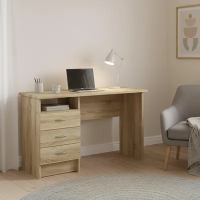 Produktbild von Dmora Schreibtisch Priscille 120x48x73 cm Braun 3 Schubladen