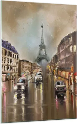 Produktbild von Bilder auf glas - Einteilig - Paris Turm Straße - 70x100cm - Glasbilder - Wandbilder - Bilder - zum Aufhängen bereit - Wanddekoration aus Glas - Glas Bilder - Wandbild auf Glas - GPA70x100-3431