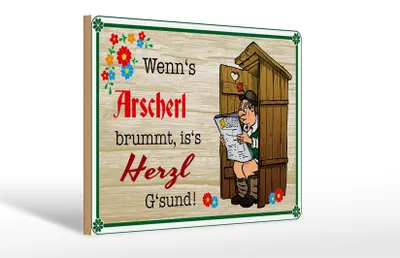 Produktbild von Holzschild Spruch 30x20cm wenn's Arscherl brummt