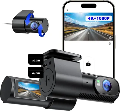 Produktbild von dashcam auto vorne und hinten 4K+1080P, Wi-Fi/APP Mini Dual Auto Kamera, 32&64GB, 24-Stunden Parküberwachung