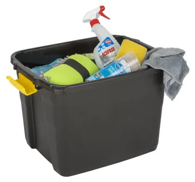Image de Boîte de rangement Prakto Home, 42 litres, noire