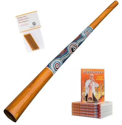 Immagine prodotto di Didgeridoo in legno 130 cm - Per principianti, compreso di borsa, DVD e cera d'api