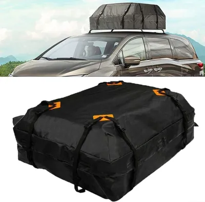 Image de Coffre de toit 600D, étanche à l'eau et à la poussière, sac de toit, sac de toit pour voiture 425 L, sac de rangement pliable pour toit de voiture, coffre de rangement, 112 x 87 x 44 cm
