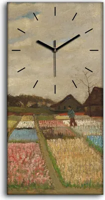 Produktbild von Wandbild Leinwand Bilder mit Uhr Geräuschlos Kunstdruck 30x60 Zwiebelfelder - schwarze Hände