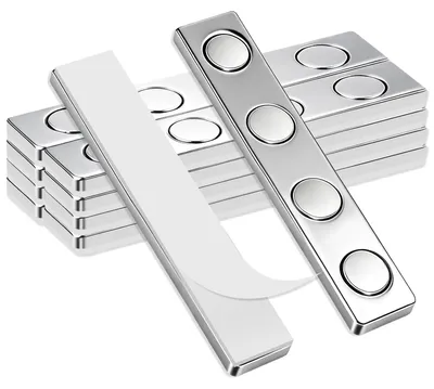 Produktbild von 10 extra starke Neodym-Magnete, 58 x 10 x 2 mm, selbstklebend, starkes Magnetband, unzerbrechliche Klebemagnete, vier integrierte runde Magnete für Büro, Schule und Zuhause