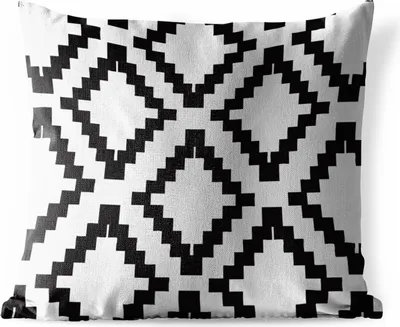 Produktbild von MuchoWow® Outdoor Kissen - Muster - Block - Schwarz - 60x60 cm - Wetterfest - Lounge Kissen - Dekoration - Schlaf Kissen