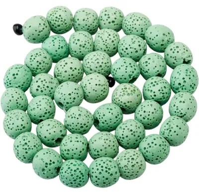 Produktbild von Lavastein Perlen Strang Grün 8 mm für Schmuckherstellung DIY Diffusor