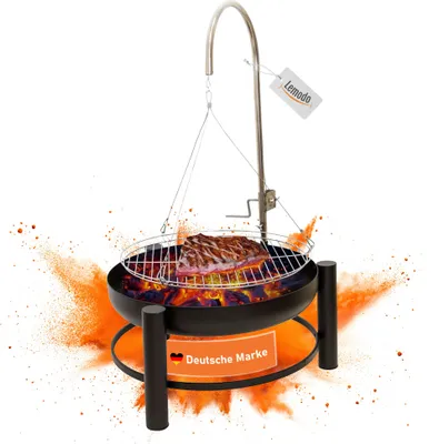 Produktbild von Holzkohlegrill mit stabiler Feuerschale, Schwenkgrill mit höhenverstellbarem Grillrost