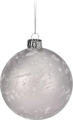 Produktbild von Christbaumkugel aus Glas 8cm, weiß - silber