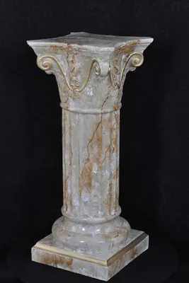 Produktbild von Säule Mäander Style Beistelltisch Marmoriert Dekosäule 83cm Griechische Antik Retro Rokoko Säule Barock Blumenständer Podest Handbemalt