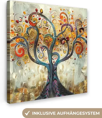 Produktbild von MuchoWow® - Leinwandbilder - Baum - Kunst - Modern - Natur, Wandbild, Wanddeko Bilder Wohnzimmer, 90x90 cm