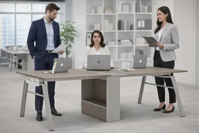 Produktbild von Konferenztisch mit Stauraum Moderne Bürotisch Designer Büromöbel