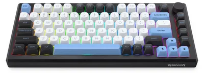 Obrázok produktu pre REDRAGON K732WLB-RGB-PRO URANUS PRO, 65%, Bezdrôtový, USB + RF Wireless + Bluetooth, Mechanický spínač kláves, QWERTY, Čierna, Biela