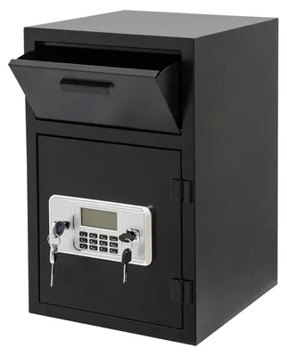 Produktbild von Geldtresor - Einwurftresor mit Schlitz - Wandmontage - Alarm - Diebstahlsicheres Schloss - 1 mm Stahl - 0,037 m³ - Schwarz