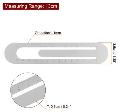 Produktbild von 2 Stš¹ck Gerade Lineal 13cm Metrische Lesezeichen Clip Lineal Metall Aluminiumlegierung Skala auf beiden Seiten Messwerkzeug zum Messen, Studieren, Lesen, Klassenzimmer, Bš¹ro, Grau