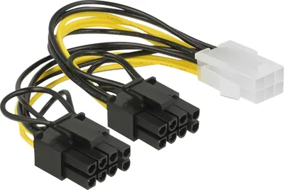 Obrázek produktu pro DeLOCK 85452, 0,15 m, PCI-E (6-pin), 2 x PCI-E(6+2 pin), Přímý, Přímý, Černá, Žlutá