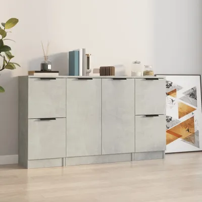 Image de vidaXL Sideboards 3 pcs. Gris béton Bois composite