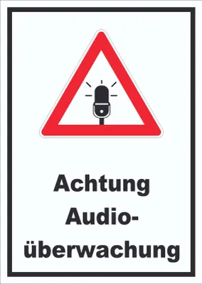 Produktbild von Achtung Audioüberwachung Schild hochkant A6 (105x148mm)