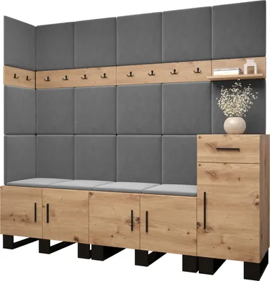 Produktbild von Garderobe ARTIN Set 9 mit gepolsterten Paneelen Industrial Design