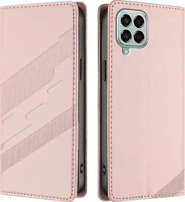 Produktbild von Hülle für Samsung Galaxy M33 5G, Kunstleder Brieftaschen Handyhülle mit Kartenfach und Standfunktion Pink