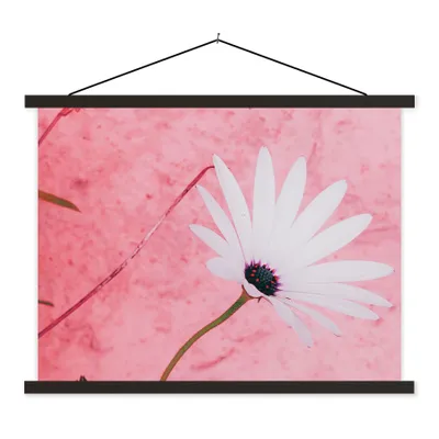 Produktbild von MuchoWow® Textilposter Blumen - Rosa - Vintage 120x90 cm mit schwarzem Rahmen - Aufhänger für Poster