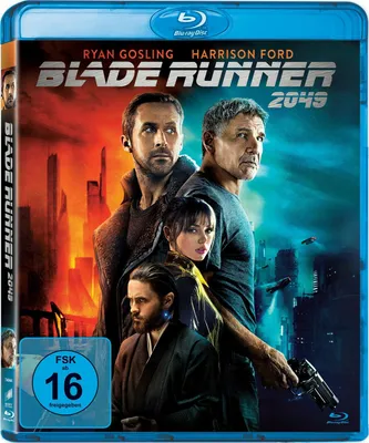 Blu-ray cover art for Blade Runner 2049 featuring the main cast.