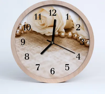 Produktbild von Holzuhr 30fi cm wanduhr - Vintage Rosen-Blumen